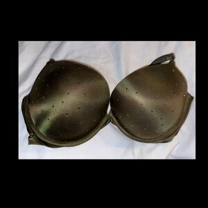 VICTORIA’S SECRET - 38D Very Sexy Push Up olive green bra crystals on cups
